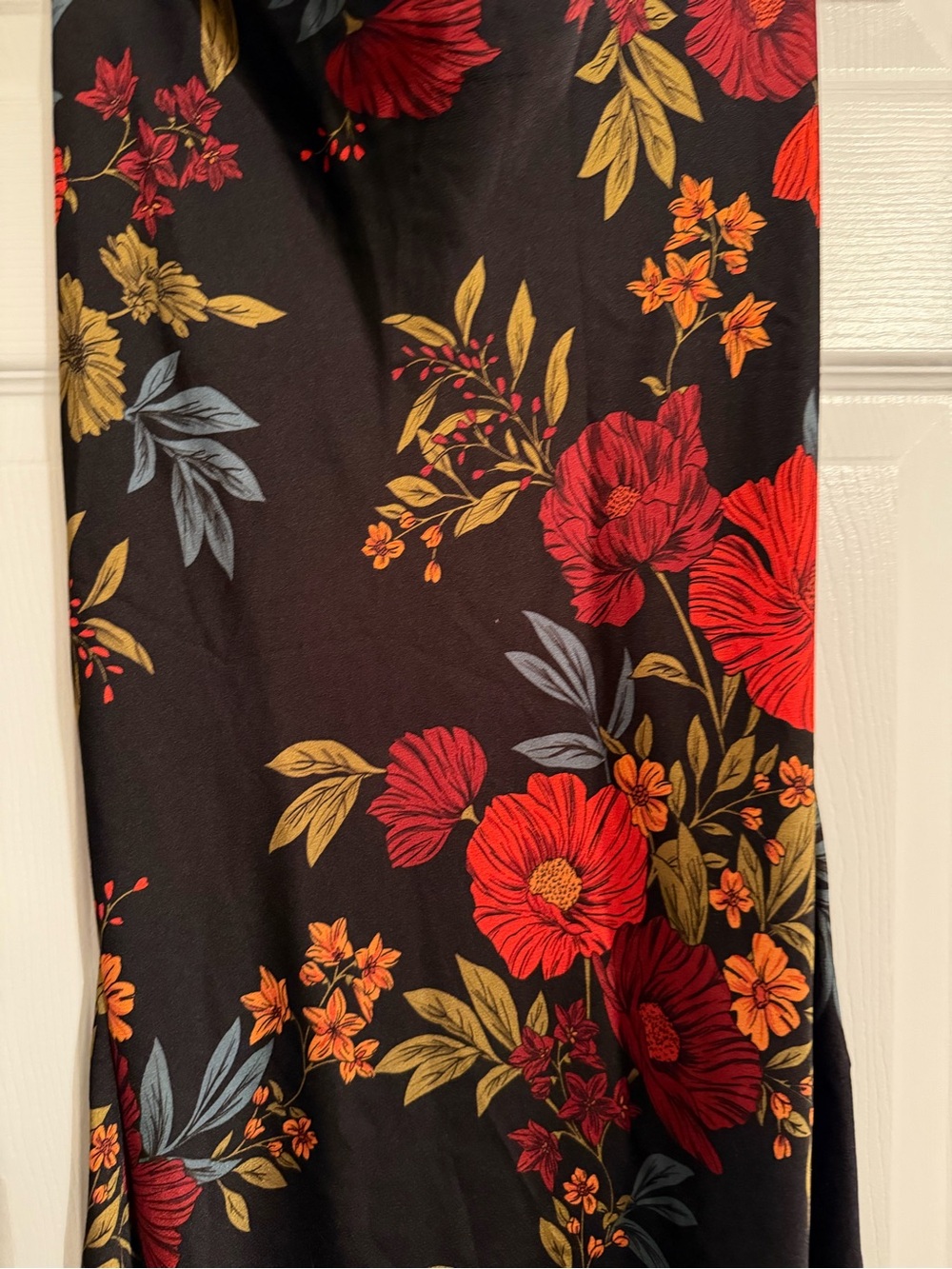 12th Tribe Black Maxi Slip Dress with Floral Print - Picture 2 of 5